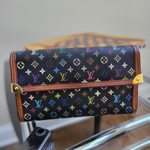 Louis Vuitton Monogram Takashi Murakami Black Multicolor International Wallet - Picture 1 of 11